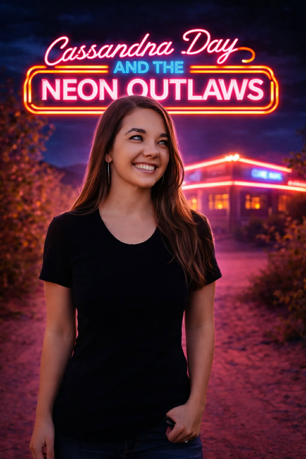 Cassandra Day performing live under neon stage lights
